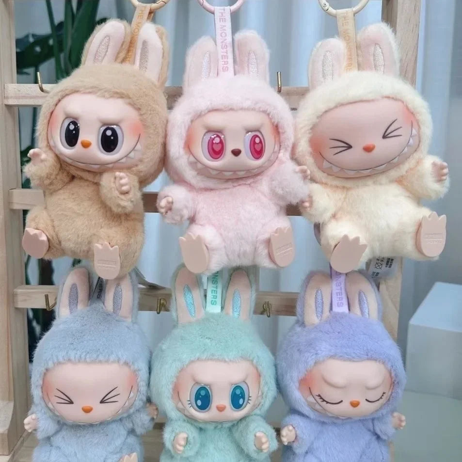Flocking Model Toy Anime Figure For Labubu Blind Box Have A Seat Series Pendant Kawaii Monster Replica Keychain  Birthday Gift