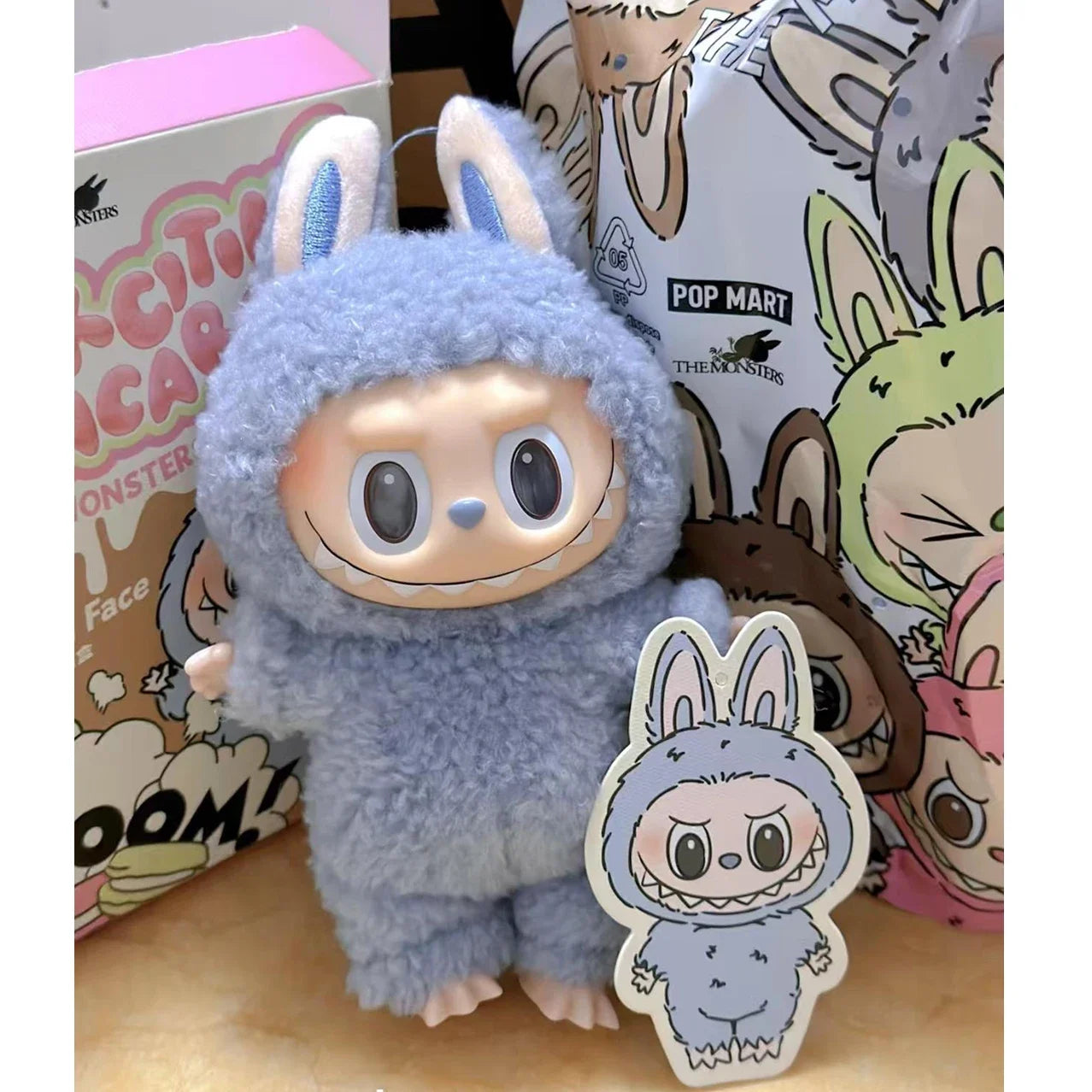 Flocking Model Toy Anime Figure For Labubu Blind Box Have A Seat Series Pendant Kawaii Monster Replica Keychain  Birthday Gift