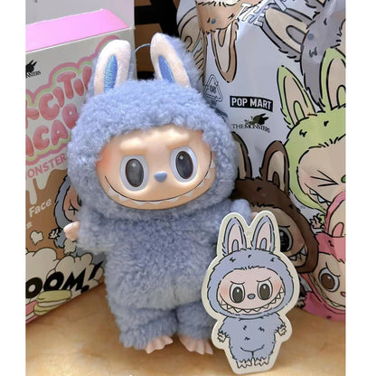 Flocking Model Toy Anime Figure For Labubu Blind Box Have A Seat Series Pendant Kawaii Monster Replica Keychain  Birthday Gift