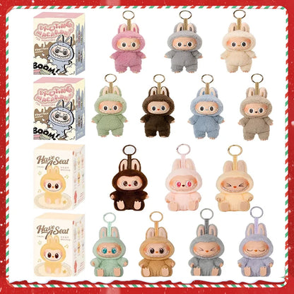 Flocking Model Toy Anime Figure For Labubu Blind Box Have A Seat Series Pendant Kawaii Monster Replica Keychain  Birthday Gift