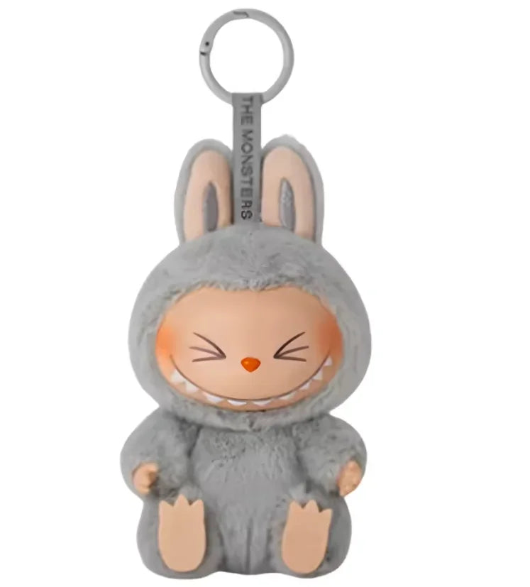 Flocking Model Toy Anime Figure For Labubu Blind Box Have A Seat Series Pendant Kawaii Monster Replica Keychain  Birthday Gift